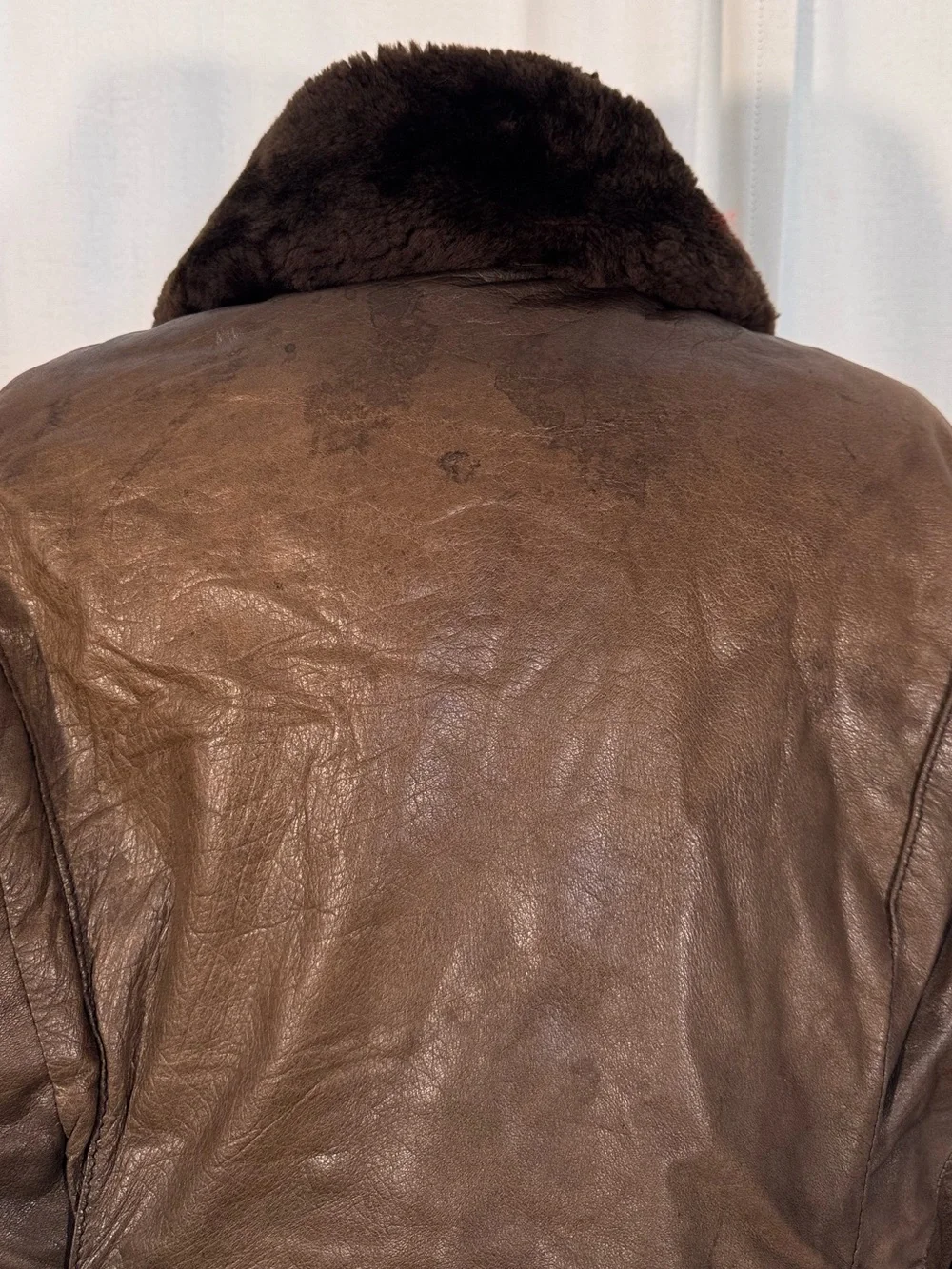 Vintage 1990s Europa Sport Brown Leather Bomber Jacket